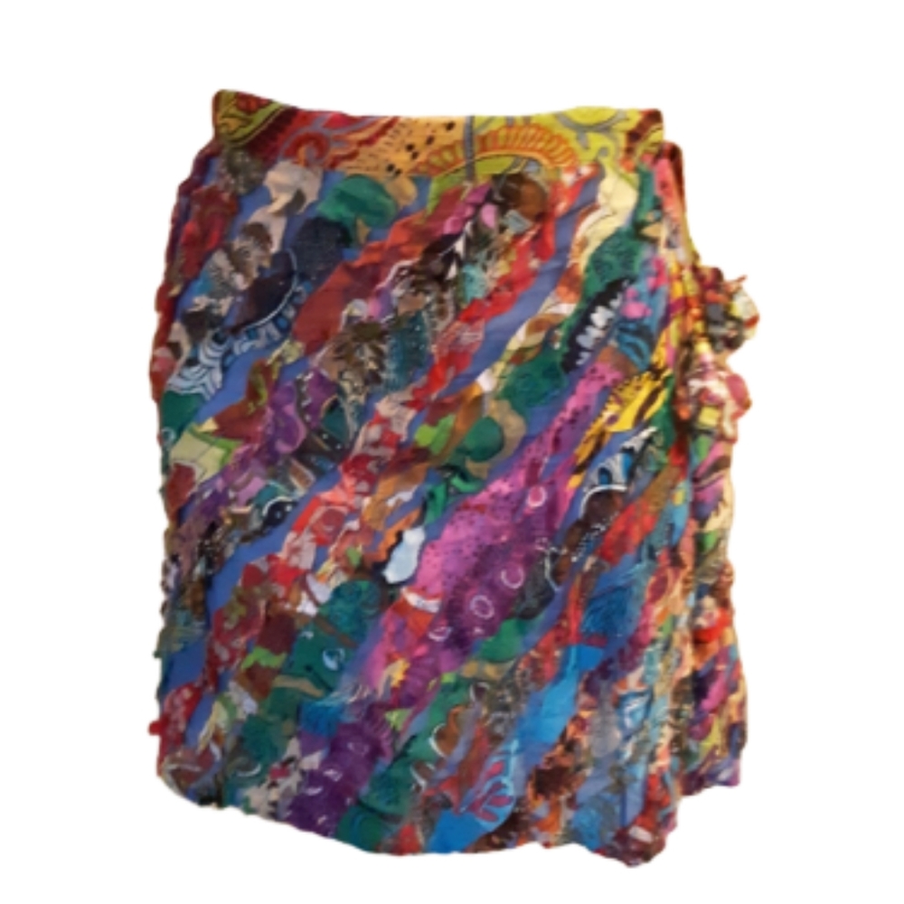 SILLY YETI Multi Color Diagonal Boho Cotton Skirt NWT!